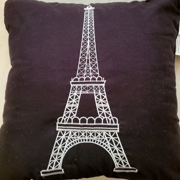 Eiffel Tower Black & White Throw Pillow - Picture 1 of 2